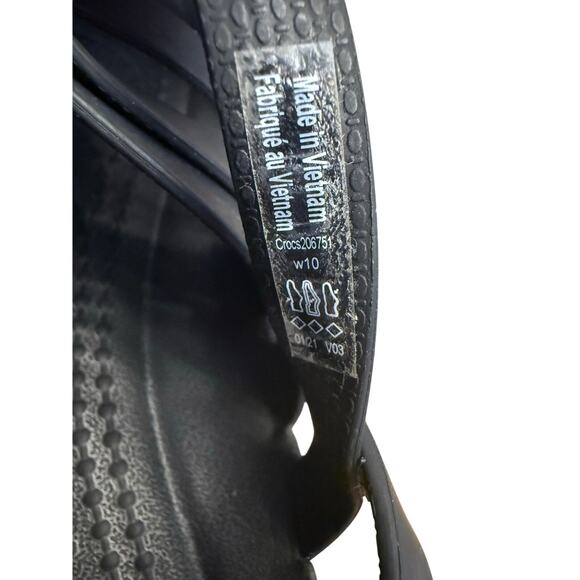 CROCS Brooklyn Strappy Low Wedge Platform Sandals Womens 10 Black Comfy LiteRide - Picture 9 of 9